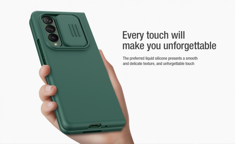 Bao Da Samsung Galaxy Z Fold 3 Hiệu Nillkin CamShield Silky Silicone Case được làm bằng chất liệu silicon mềm cao cấp,chống sốc tốt